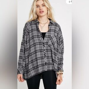 Urban Outfitters Brendan Drapey Flannel Button-Through Shirt XS